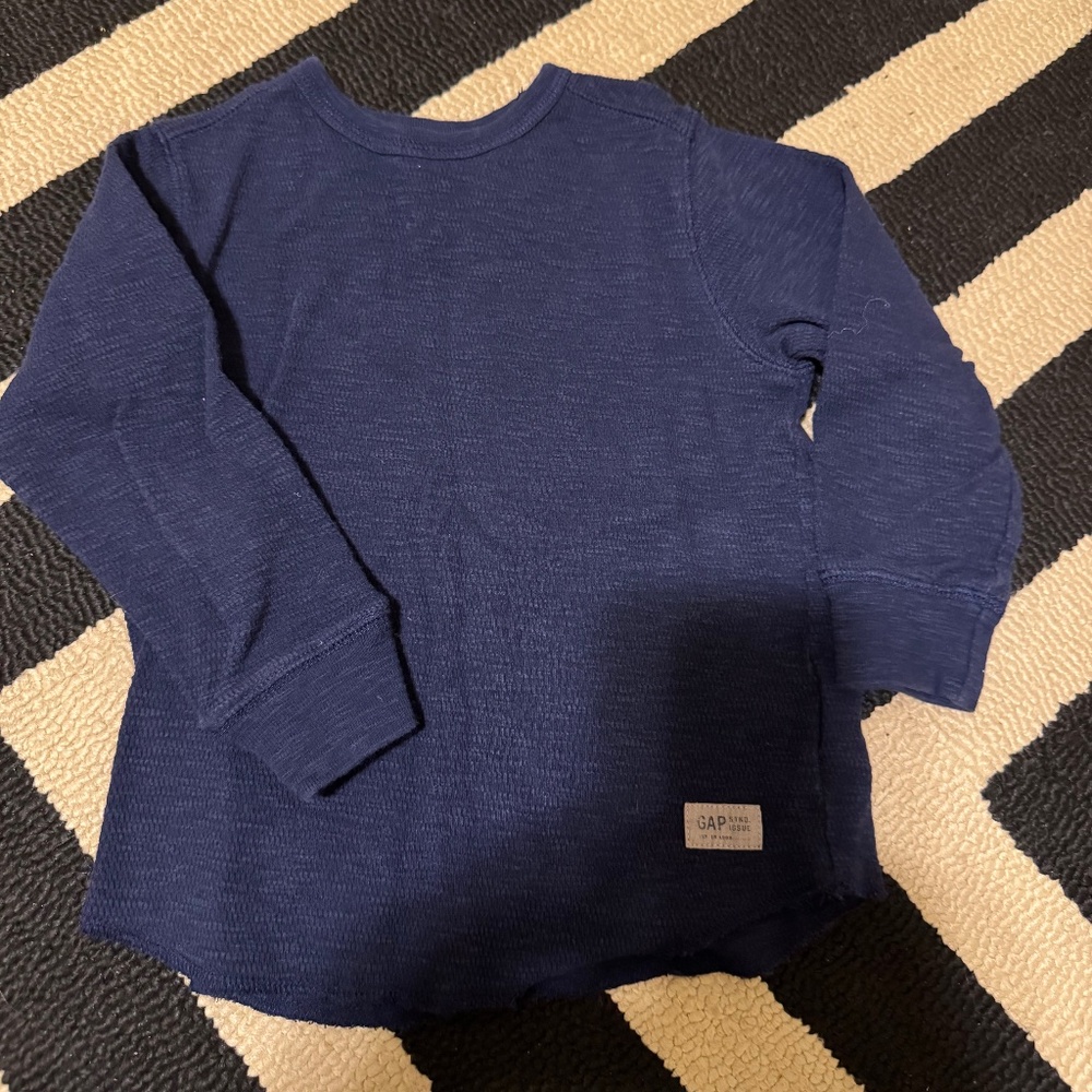 Boys Navy Blue Thermal Long Sleeve Top Sz 3 years